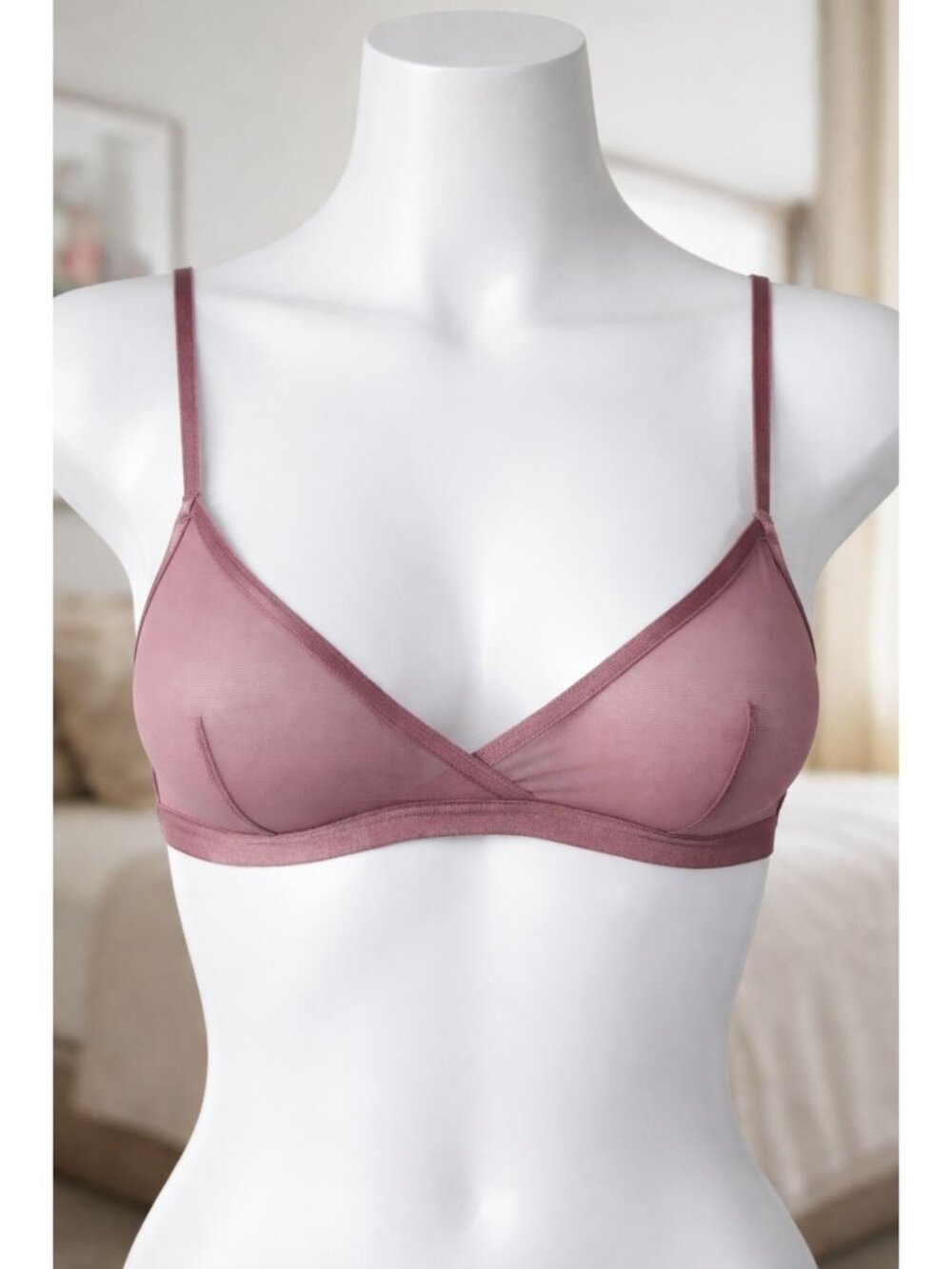 Auden size XL Mesh Bralette Unlined Mauve Wirefree Pullover Adjustable Straps
